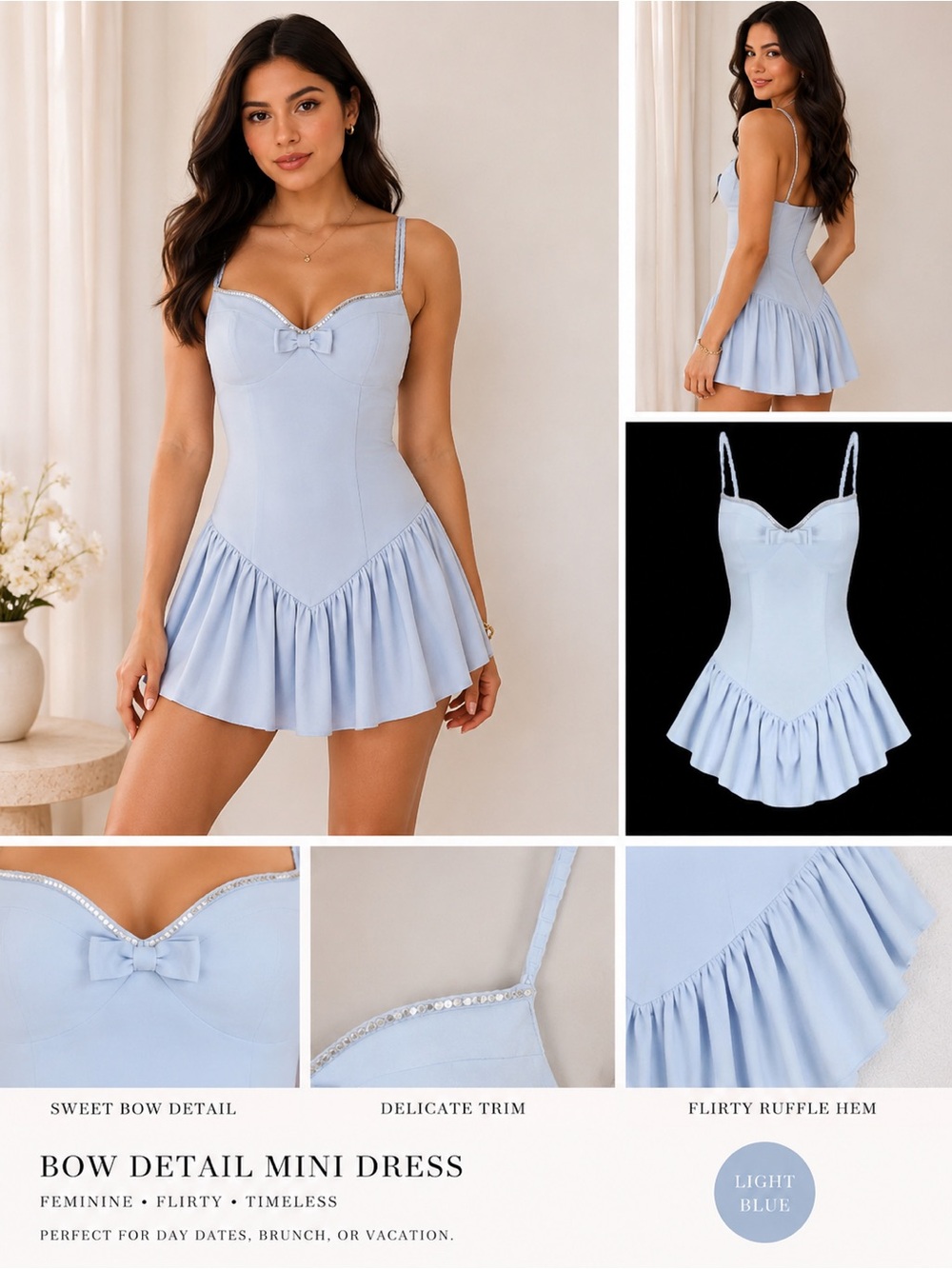 Nana Jacqueline Elena Pale Blue Embellished Bustier Romper